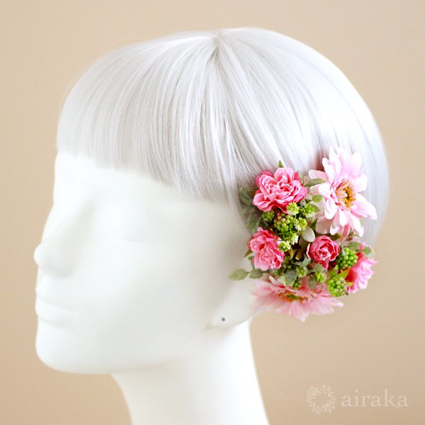 ガーベラの髪飾り(ピンク) - airaka｜花飾りのアトリエ