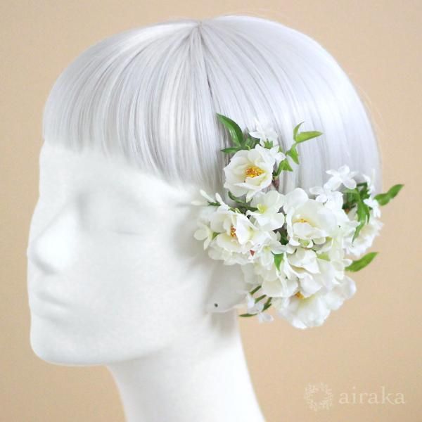 ジャスミンのクラッチブーケと髪飾りのセット 白 Airaka 花飾りのアトリエ