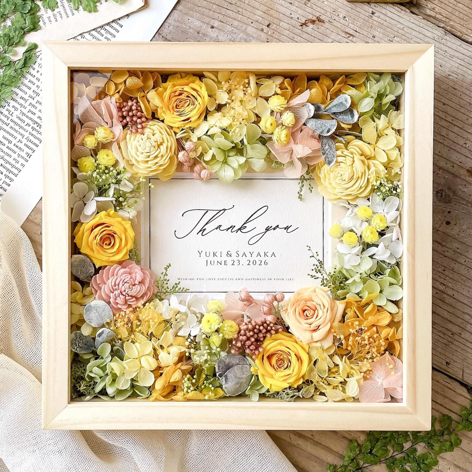 木製フォトフレーム　フラワーアレンジ　フラワーボックス フラワーボックスの作り方】┊フラワーフォトフレーム┊フラワー