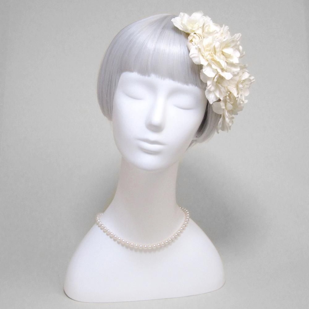 花冠　ティアラ　リース　白にピンクベージュ  エクリュ プレジャーローズの花冠（白） - airaka｜花飾りのアトリエ