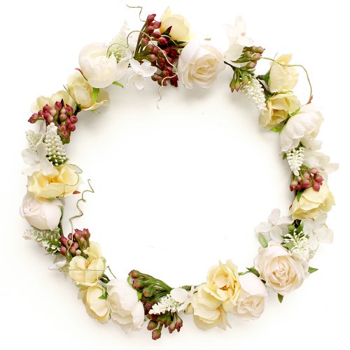 ローズとベロニカの花冠 白 Airaka 花飾りのアトリエ