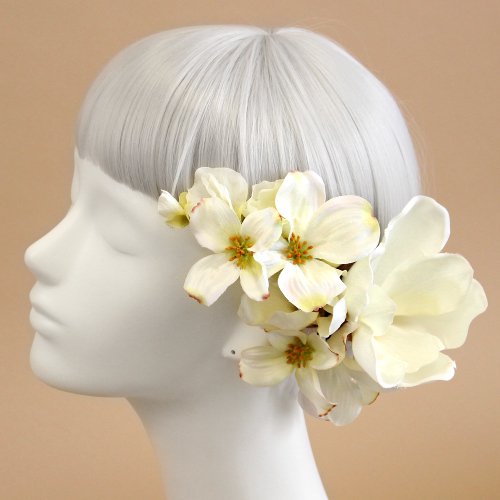 マグノリアの髪飾り 白 Airaka 花飾りのアトリエ