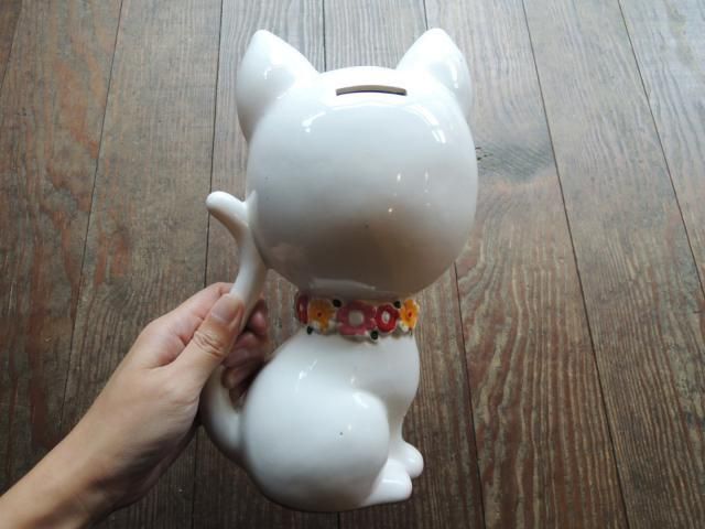 内藤ルネ・白い猫貯金箱 - 倉敷 こきーゆ