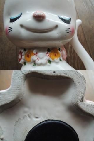 内藤ルネ・白い猫貯金箱 - 倉敷 こきーゆ
