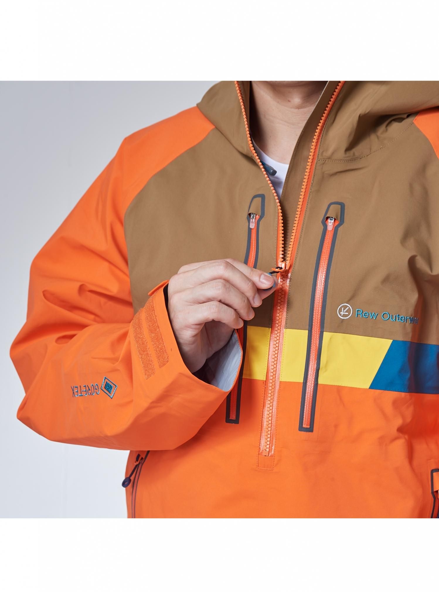 r REAL INSANE 3L JK 01 [ GORE-TEX ] KHAKI x B-GREEN x ORANGE