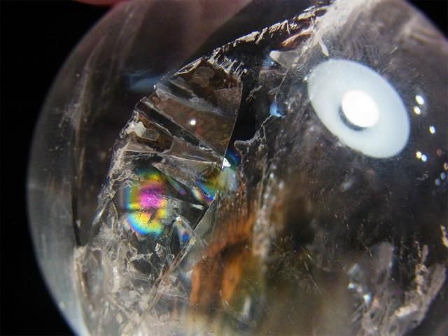 ✮超目玉✮☆美宝珠☆極品極上 水晶玉✨レインボー レムリアンシード 丸玉 天然石 レムリアンシード 水晶 丸玉 風格漂う 大玉 Lサイズ 台座付き