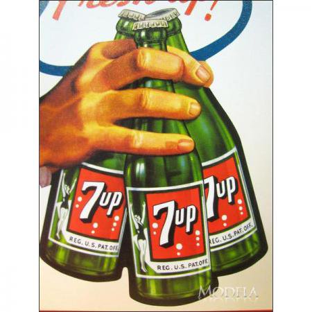 アメリカンブリキ看板 セブンアップ/7UP ボトル3本 - アメリカンブリキ