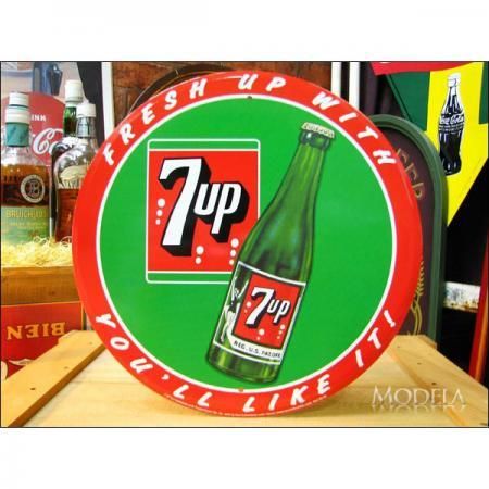 アメリカンブリキ看板 セブンアップ/7UP 丸型看板 - アメリカンブリキ