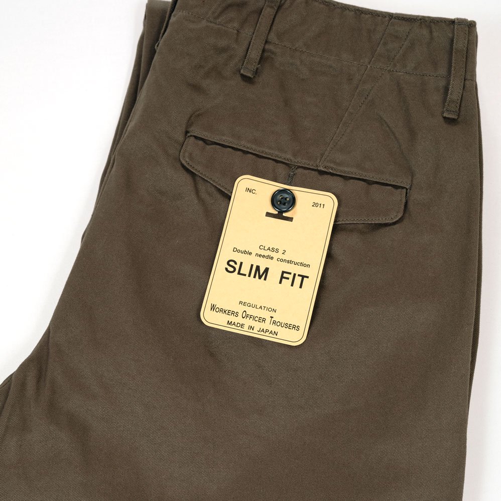 Workers　Officer Trousers Slim Fit Type 2　Olive Chino - ジーンズショップスパイラル
