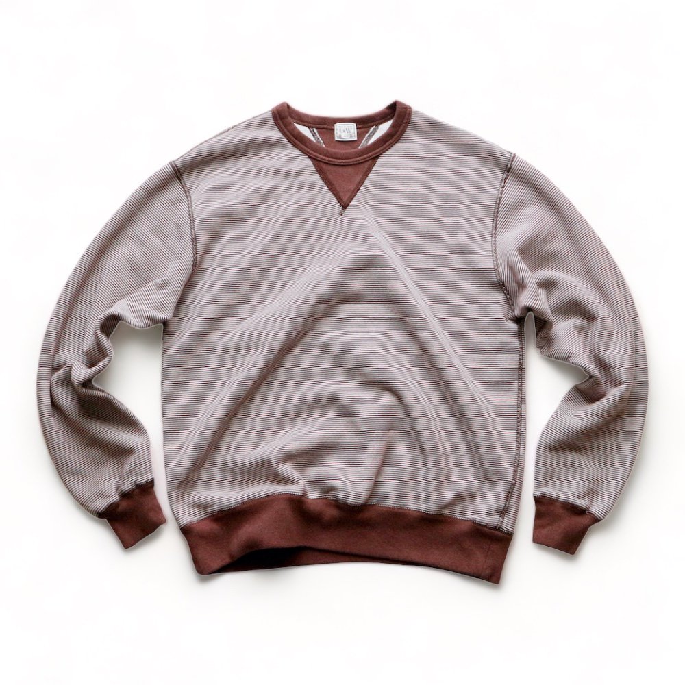 LOOPWEFT_LRC1102_SZ VINTAGE PINBORDER KNIT DOUBLE V SWEATSHIRT_ROAST BROWN
