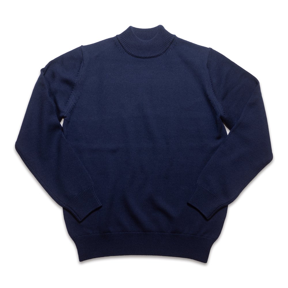 MOON CASTLE_WOOL HEAVY WEIGHT MOCK-NECK_NAVY