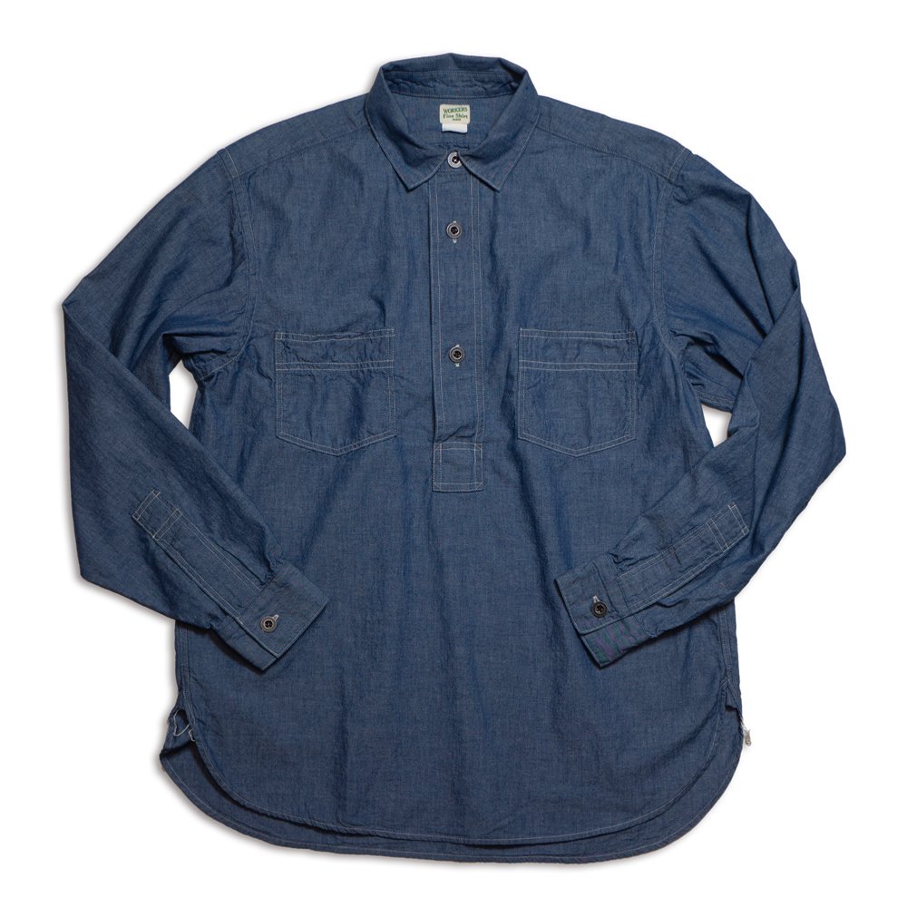 WORKERS_Pullover Work Shirt_Blue Chambray<img class='new_mark_img2' src='https://img.shop-pro.jp/img/new/icons9.gif' style='border:none;display:inline;margin:0px;padding:0px;width:auto;' />