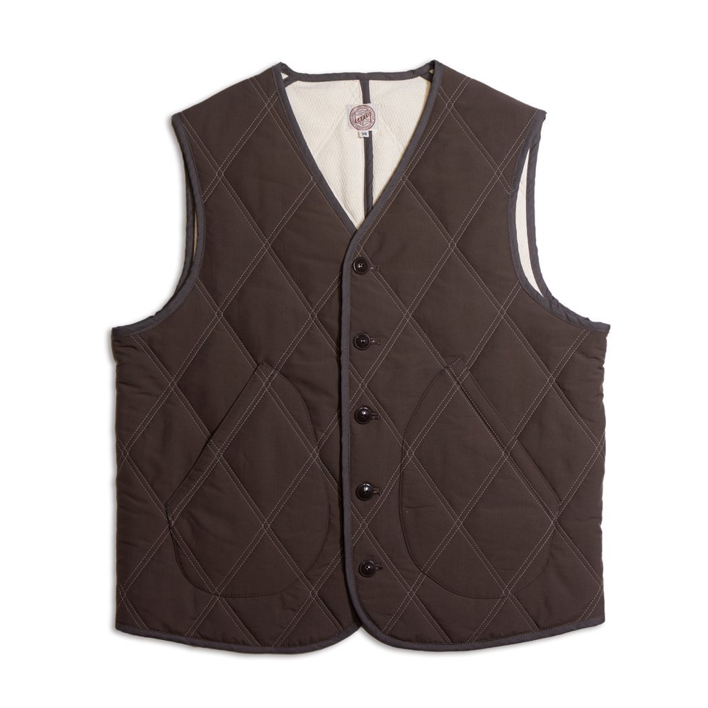 G&F Co. _THERMAL LINED QUILTING VEST_BROWN GRAY<img class='new_mark_img2' src='https://img.shop-pro.jp/img/new/icons9.gif' style='border:none;display:inline;margin:0px;padding:0px;width:auto;' />
