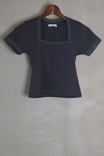 EYELET RIB STITCH SQUARE-NECK T-SHIRT - VIOLA STELLA WEB SHOP