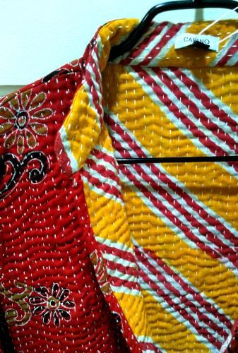 綿100% リサイクルサリー 手刺繍カンタ(刺し子)ジャケット 綿100% リサイクルサリー 手刺繍カンタ(刺し子)ジャケット