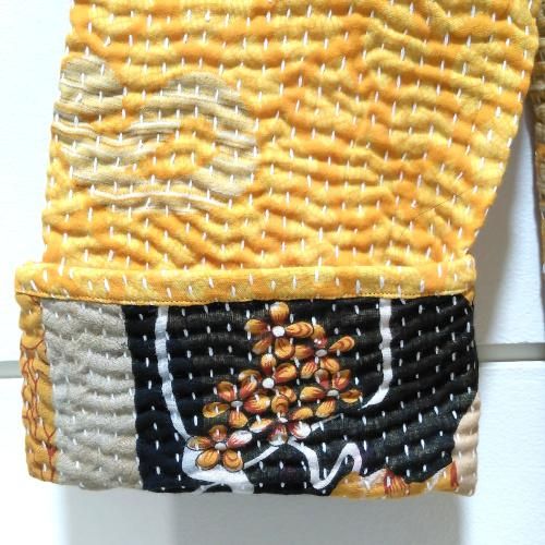 綿100% リサイクルサリー 手刺繍カンタ(刺し子)ジャケット 綿100% リサイクルサリー 手刺繍カンタ(刺し子)ジャケット