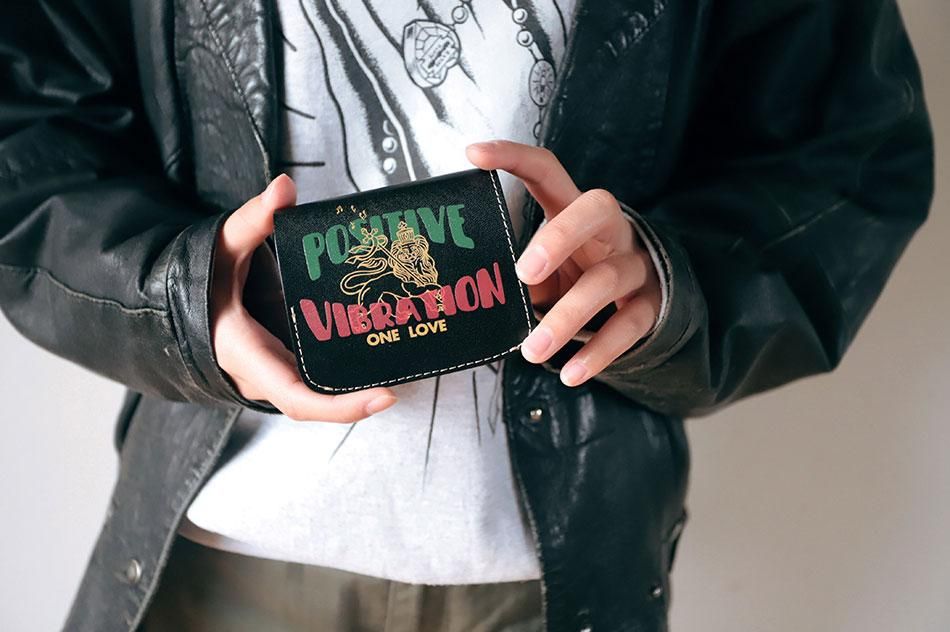 小さい財布 小さいふ。Reggae Music「コンチャ Positive Vibration」黒