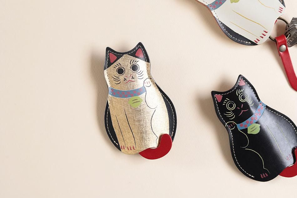 猫のうしろすがたをしたキーケース「招き猫 金猫 」 猫グッズ