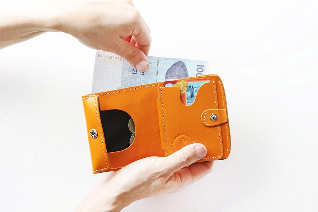 小さい財布 小さいふ。ブライドルレザー「左利き レフティ