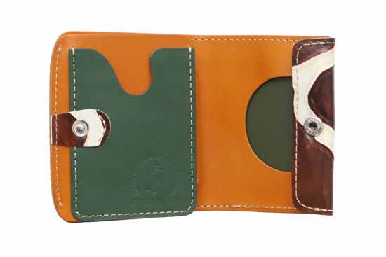 小さい財布 小さいふ。イタリアンレザー+アートシリーズ「コンチャ ジラフブラウン」茶×白 - 小さい財布の小さいふ。クアトロガッツ　公式Webshop