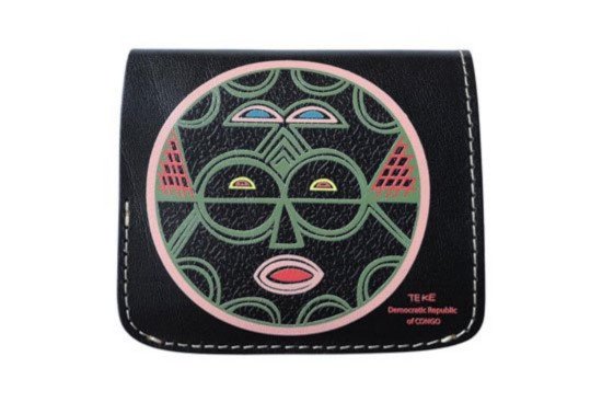 小さい財布 小さいふ。AFRICAN MASK「TEKE & SONGYE」テケとソンゲという民族の人達の仮面