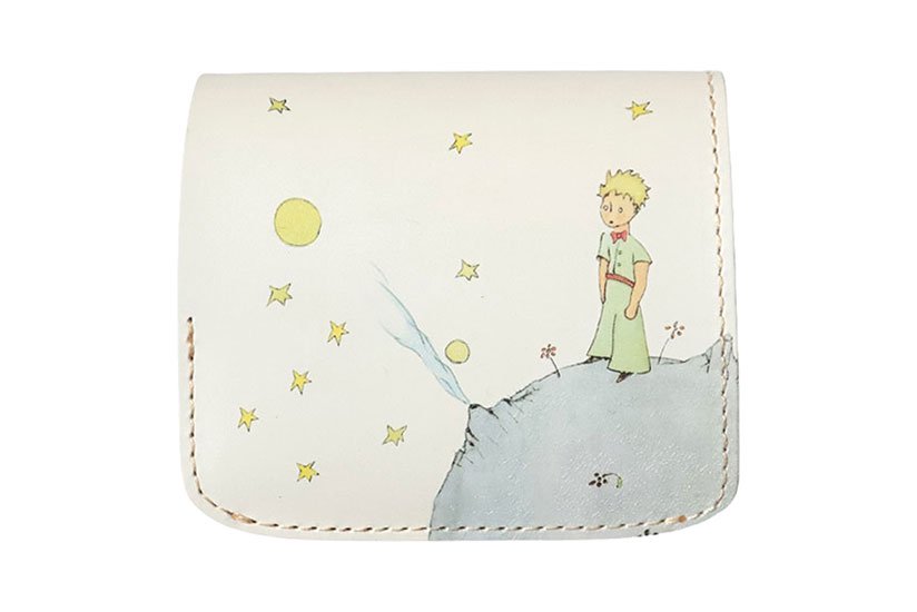 小さい財布 小さいふ。アートシリーズ「コンチャ  小惑星B612にいる王子さま」栃木レザー 白 ホワイト