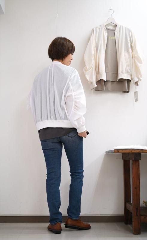 パシオーネ　シアーブルゾン　ベージュ PASSIONE】ストライプシアーリネンブルゾン | select clothes MIEL