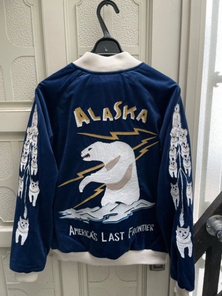 HOUSTON / ヒューストン VELVETTEN SOUVENIR JACKET (ALASKA) / 別珍スーベニアジャケット (アラスカ)  メンズ 刺繍 スカジャン sukajan