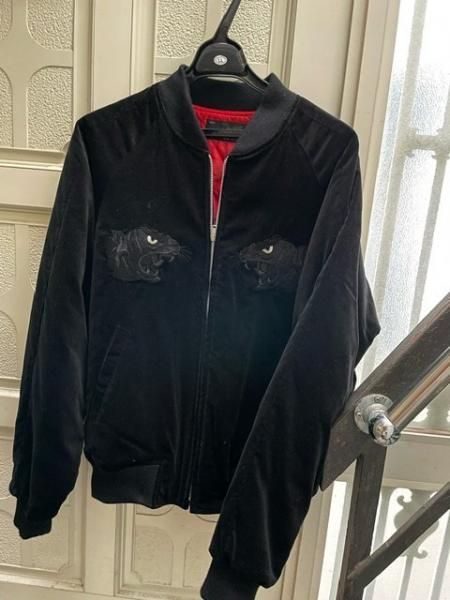 スカジャン 別珍 | 白虎 | 円形刺繍 - ミリタリーショップ FUJI