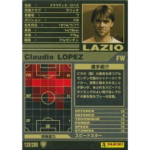 サインカード　クラウディオ・ロペス　バレンシア　ラツィオ　アルゼンチン代表 WCCF 17-18 ATLE クラウディオ・ロペス (アルゼンチン代表