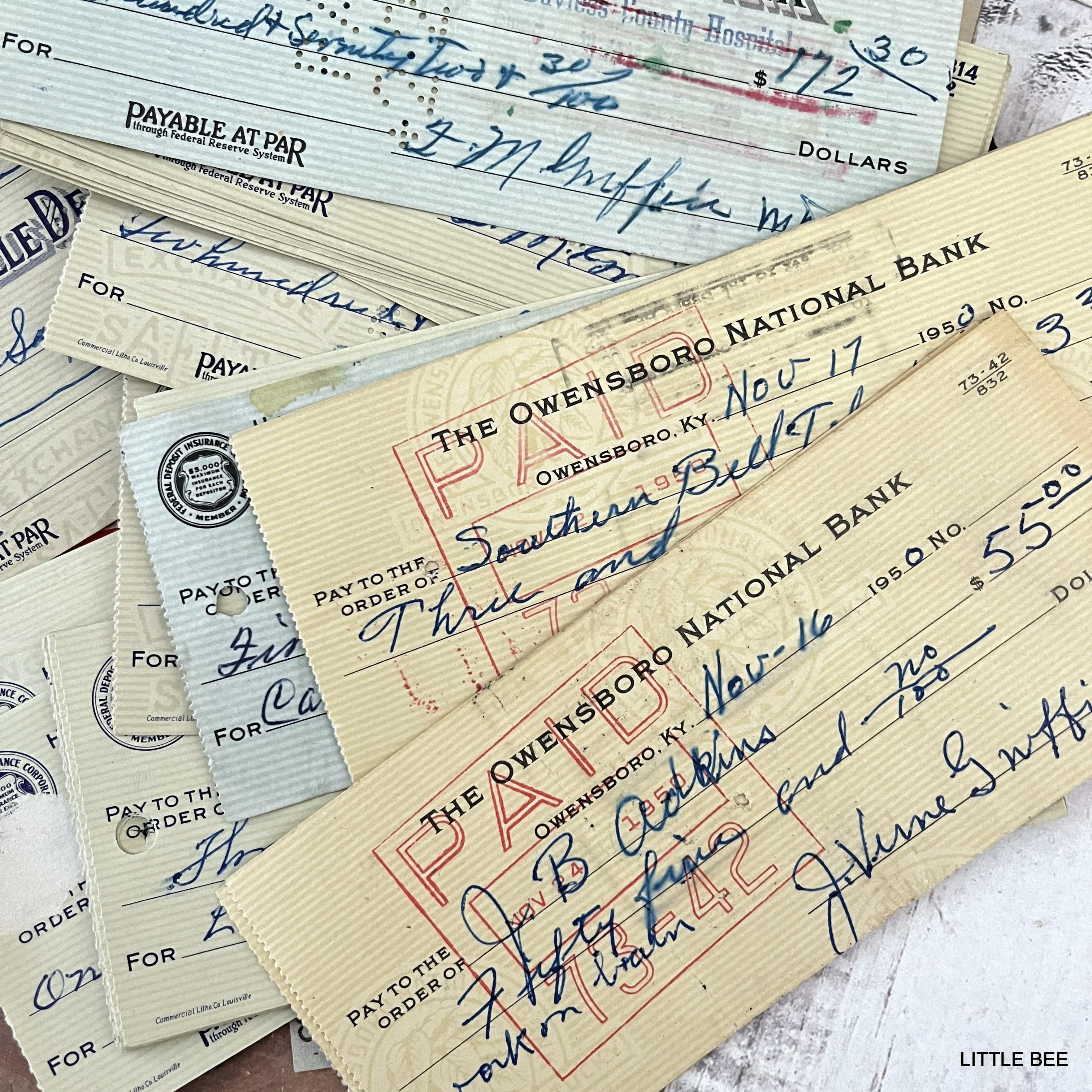 R-1308 1930～60年 古い小切手 3枚/10枚セット - LITTLE BEE