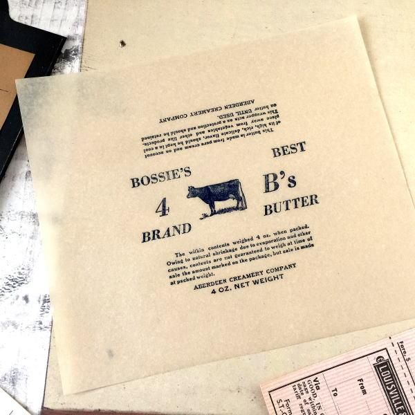 R-1382 ヴィンテージ バターの包み紙 2枚 - LITTLE BEE リトルビー