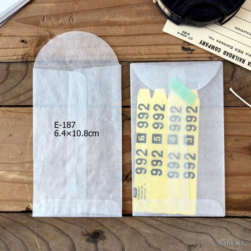 E-187 USA グラシン封筒 M 長方形 6.4×10.8cm - LITTLE BEE