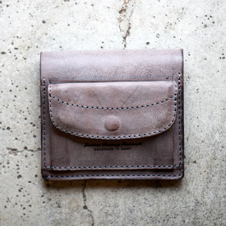 ROBERU Compact Wallet Italy Wax Leather Gray