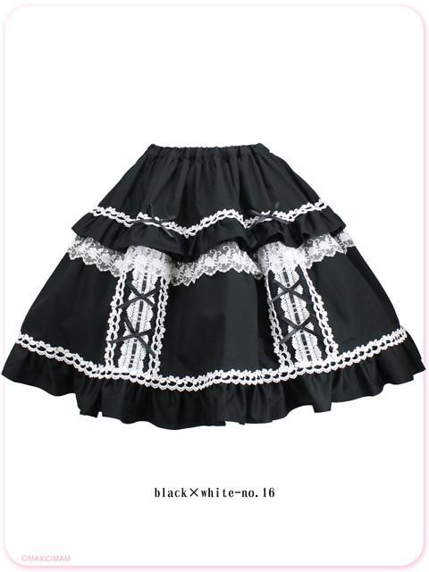 マキシマム　ロリィタ黒×白レーススカート マキシマム ロリィタ黒×白レーススカート ロリータファッション