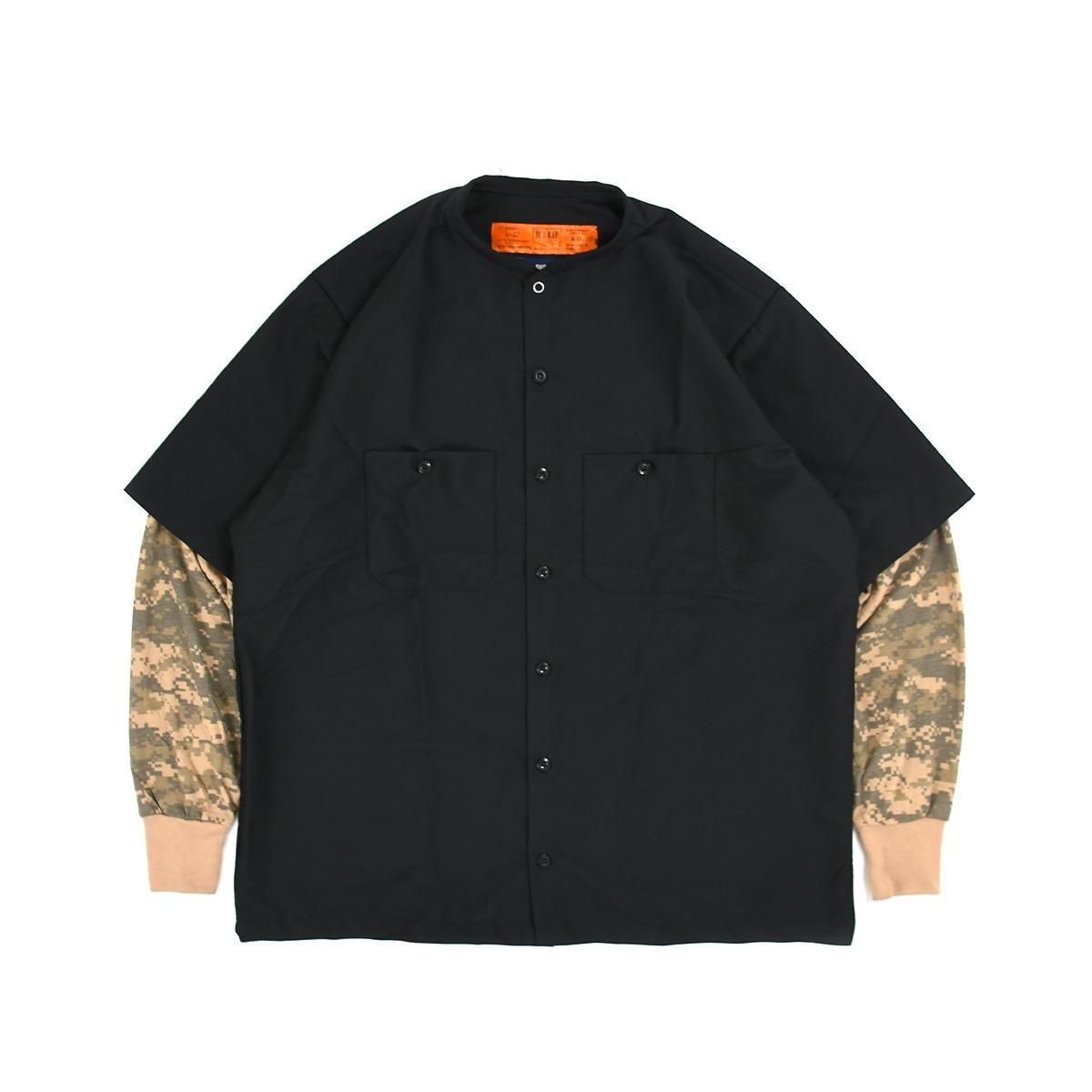 <img class='new_mark_img1' src='https://img.shop-pro.jp/img/new/icons8.gif' style='border:none;display:inline;margin:0px;padding:0px;width:auto;' />LIONSHARESleeve Layered Collarless Shirt  (Black)
                          </a>
            <span class=