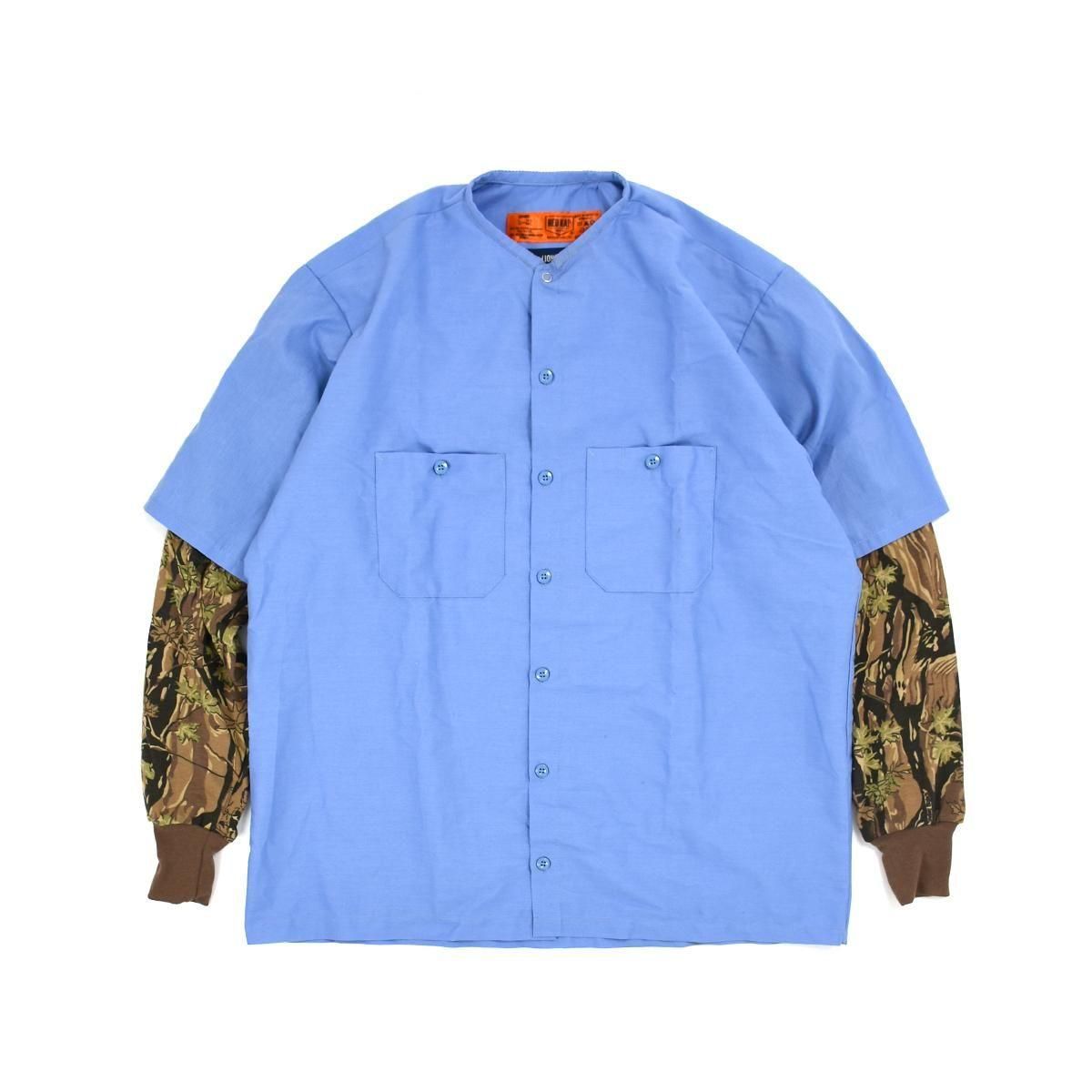 <img class='new_mark_img1' src='https://img.shop-pro.jp/img/new/icons8.gif' style='border:none;display:inline;margin:0px;padding:0px;width:auto;' />LIONSHARESleeve Layered Collarless Shirt  (Blue)
                          </a>
            <span class=