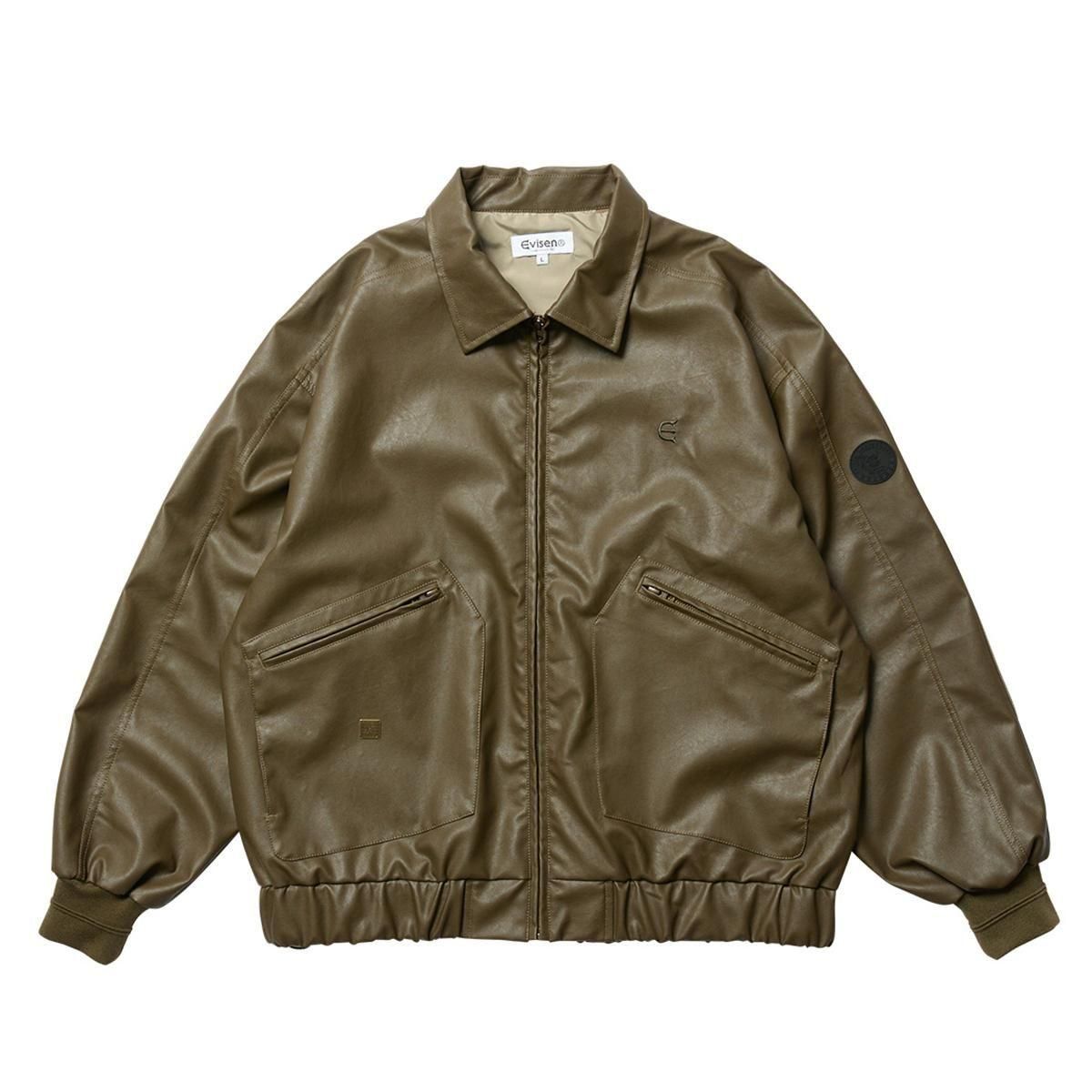 EVISEN］Postman Faux Leather Jacket (Coffee Brown)- LIEON SHARE