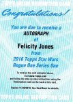 2016 STAR WARS ROGUE ONE SERIES 1 Autographs Felicity Jones / Ź ֤ä͡16DJ