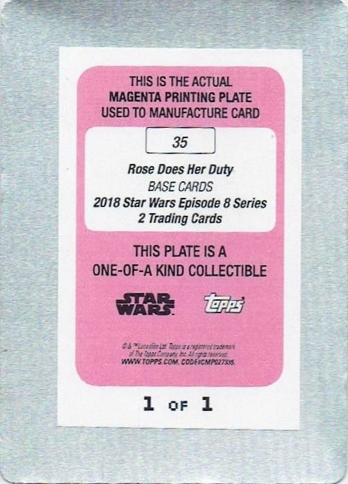 2018 TOPPS STAR WARS LAST JEDI S2 Magenta Printing Plate Rose Does