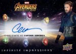 2018 UPPER DECK AVENGERS INFINITY WAR Autograph Card Chris Evans as Captain America / MINTΩŹ å