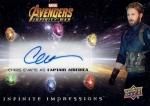 2018 UPPER DECK AVENGERS INFINITY WAR Autograph Card Chris Evans as Captain America / MINTΩŹ å