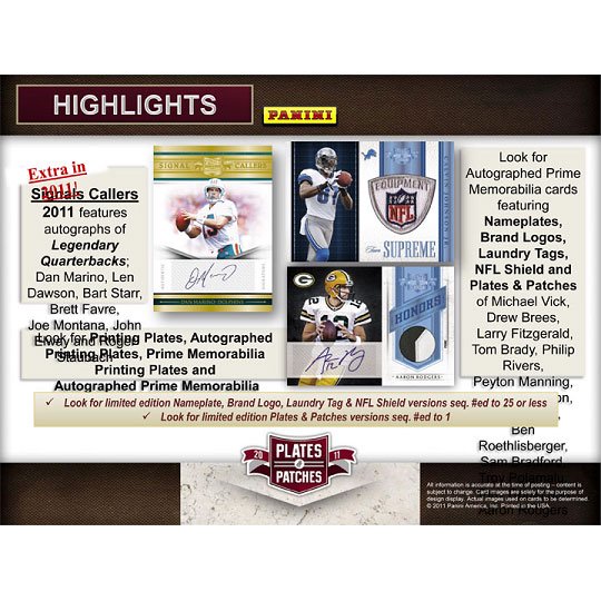 送料無料 NFL 2011 PANINI PLATES & PATCHES(34-74637 ...