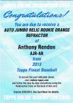 TOPPS FINEST 2013Anthony Rendon Orange Refractor Auto Redemption 25Ź