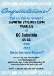TOPPS 2013 SUPREME ASIA Sepia Parallel Redemption Card CC Sabathia Ź 