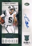 PANINI 2013 CONTENDERS AUTOGRAPH CARD Matt Simms/ Ź Mե