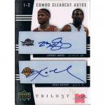 04-05 Upper Deck Trilogy One Two Combo Clearcut Autographs #JB  LeBron James/Kobe Bryant ltd.25