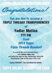 2014 TOPPS TRIPLE THREADS TRANSPARENCIES Yadier Molina  25 ëŹͥإ 