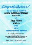 2014 TOPPS Bowman Chrome Rookie Autographs Bubbles Ref Jose Abreu 99 ëŹ Bagwell