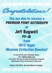 2015 TOPPS MUSEUM COLLECTION Premium Print Autograph Jeff Bagwell 25 ëŹ ǸCocktail
